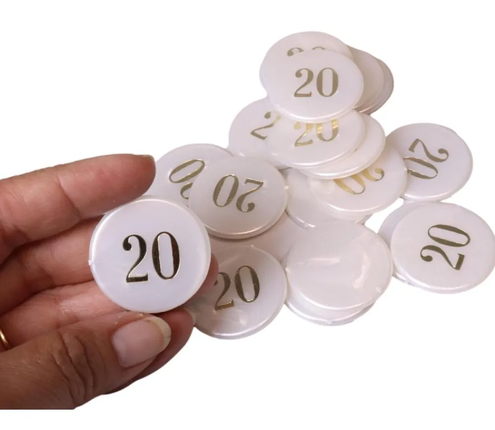 Tout Pour le Jeu Jeton numéroté blanc nacré 32 mm numéro 20