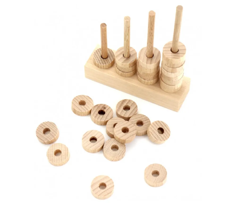 Tout Pour le Jeu Jeton troué bois 21 x 7 mm pour abaque et jeux pion à l'unité - trou 7 mm
