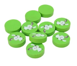 Tout Pour le Jeu Jeton vert lapin blanc en bois 2.5 cm
