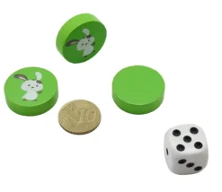 Tout Pour le Jeu Jeton vert lapin blanc en bois 2.5 cm