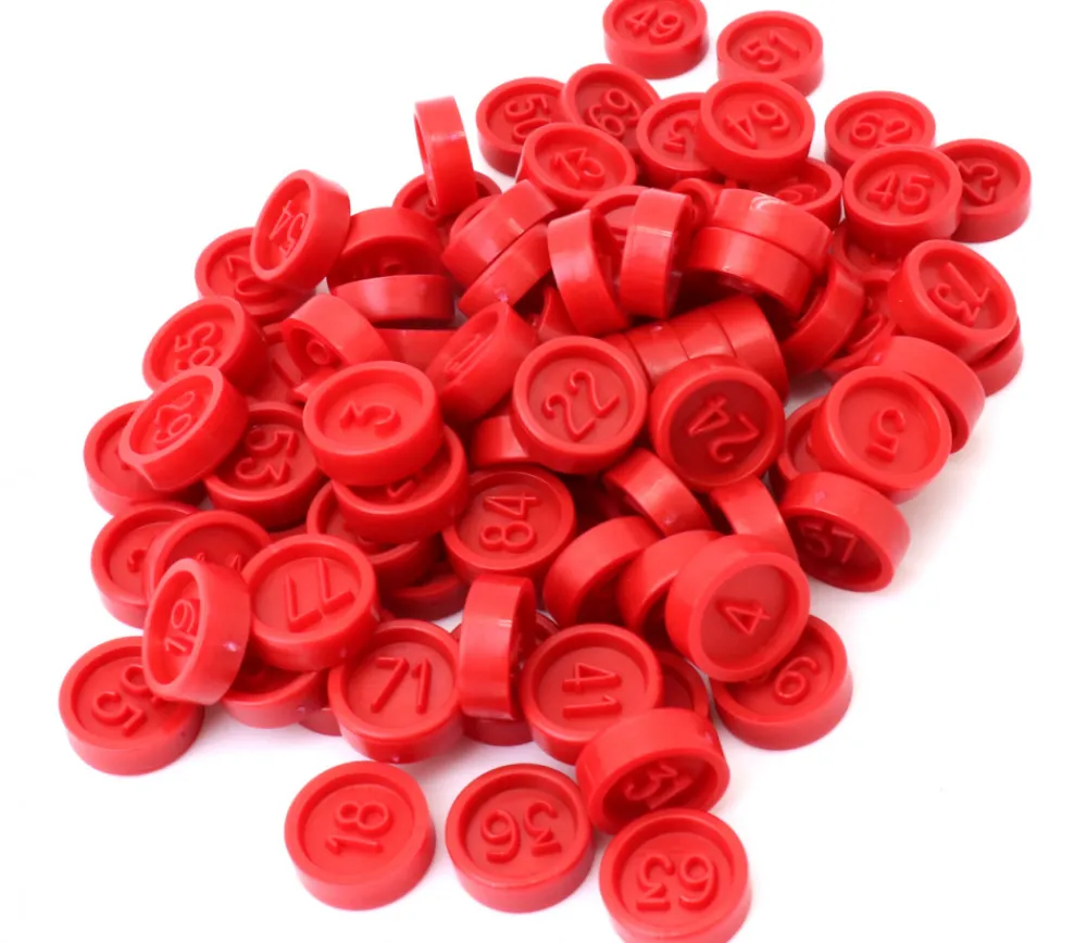 Tout Pour le Jeu Jetons loto en plastique rouge numérotés de 1 à 90