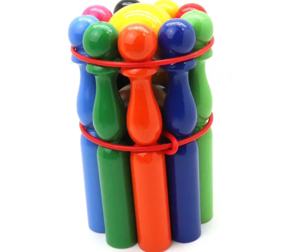 Enfant Tout Pour le Jeu Jeu 9 quilles bois multicolores 19 cm + 2 boules
