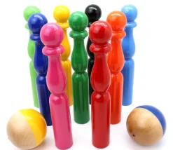 Enfant Tout Pour le Jeu Jeu 9 quilles bois multicolores 19 cm + 2 boules