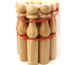 Enfant Tout Pour le Jeu Jeu 9 Quilles bois verni de 30 cm + 2 boules en bois