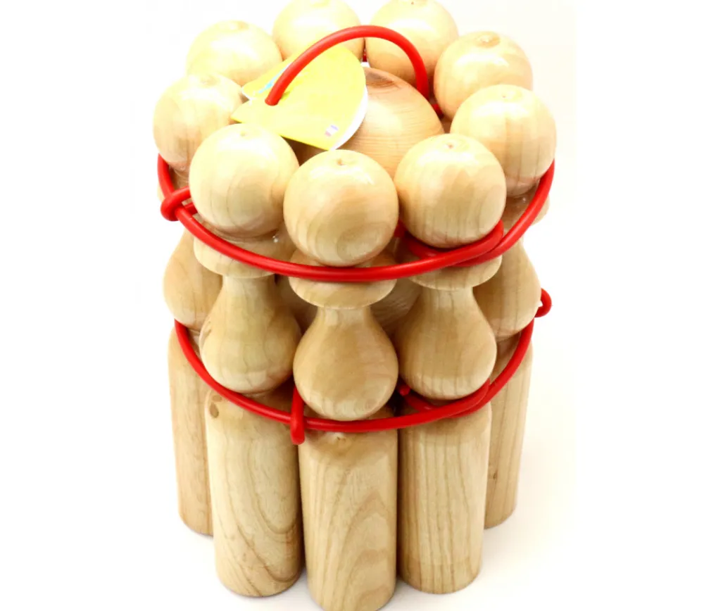 Enfant Tout Pour le Jeu Jeu 9 Quilles bois verni de 24 cm + 2 boules en bois