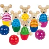 Enfant Tout Pour le Jeu Jeu 6 quilles Souris en bois de 9 cm + 3 boules