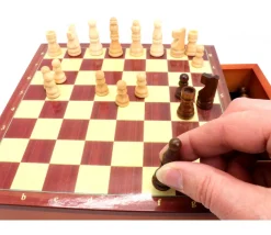 Tout Pour le Jeu Jeu échecs magnétiques 19.5 cm bois plateau marqueterie avec tiroir