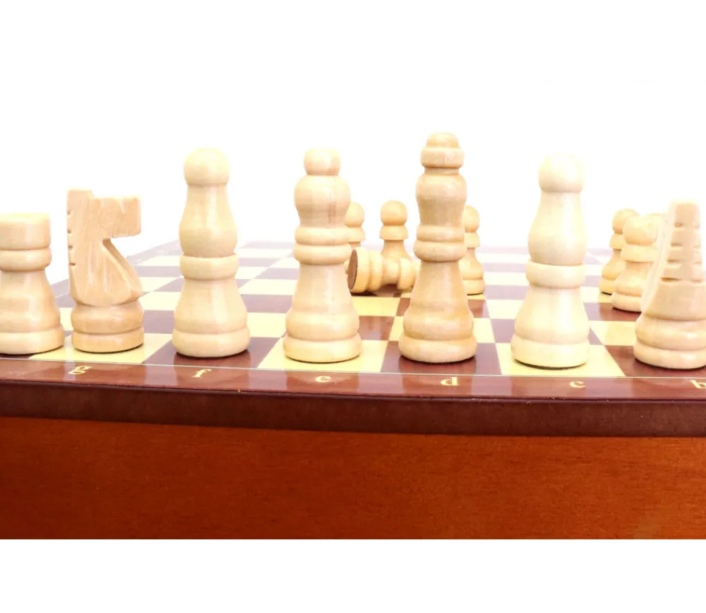 Tout Pour le Jeu Jeu échecs magnétiques 19.5 cm bois plateau marqueterie avec tiroir