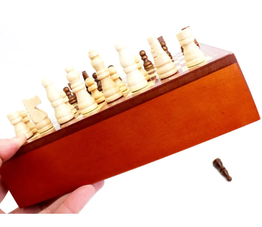 Tout Pour le Jeu Jeu échecs magnétiques 19.5 cm bois plateau marqueterie avec tiroir