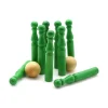 Tout Pour le Jeu Jeu de 9 Mini Quilles bois en vert 6.5 cm + 2 boules