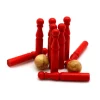 Tout Pour le Jeu Jeu de 9 Mini Quilles bois en rouge 6.5 cm + 2 boules