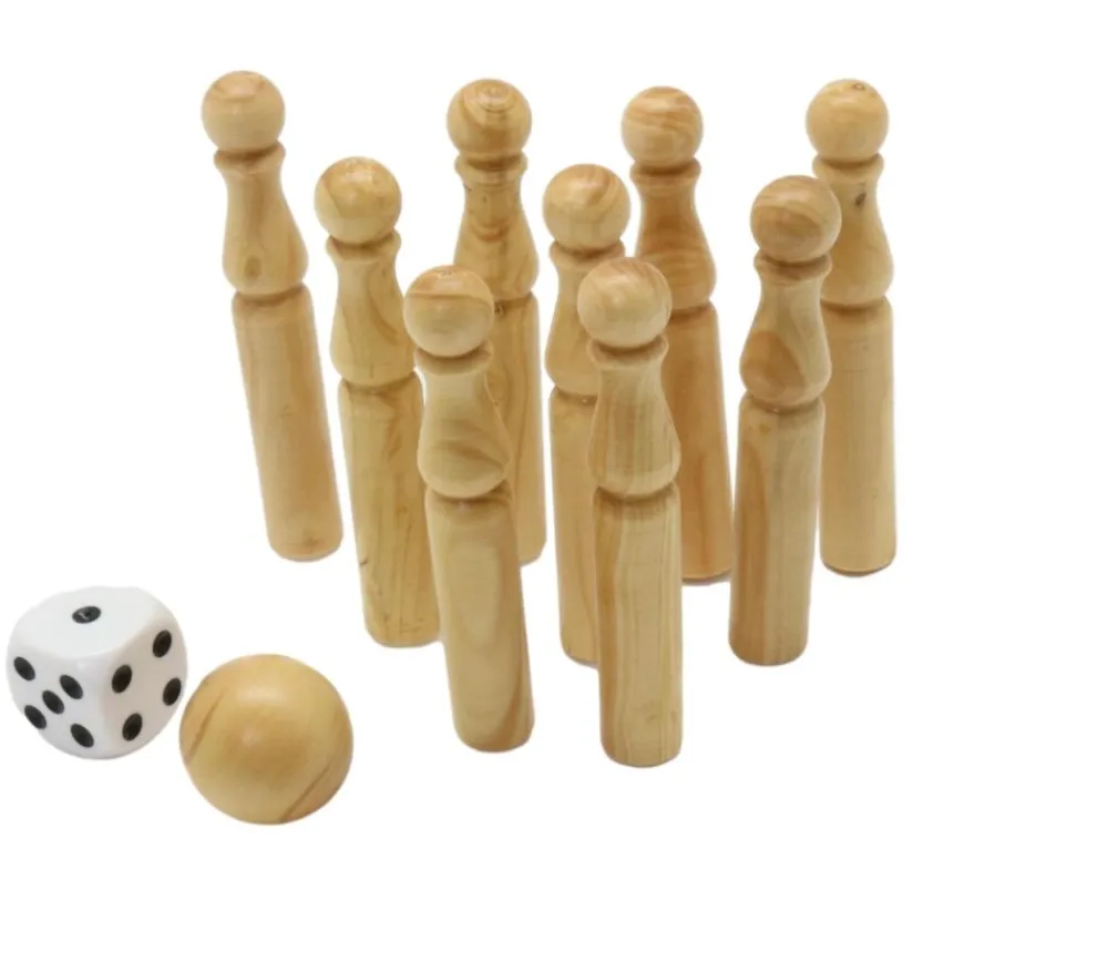Tout Pour le Jeu Jeu de 9 Mini Quilles bois naturel de 6.5 cm + 2 boules