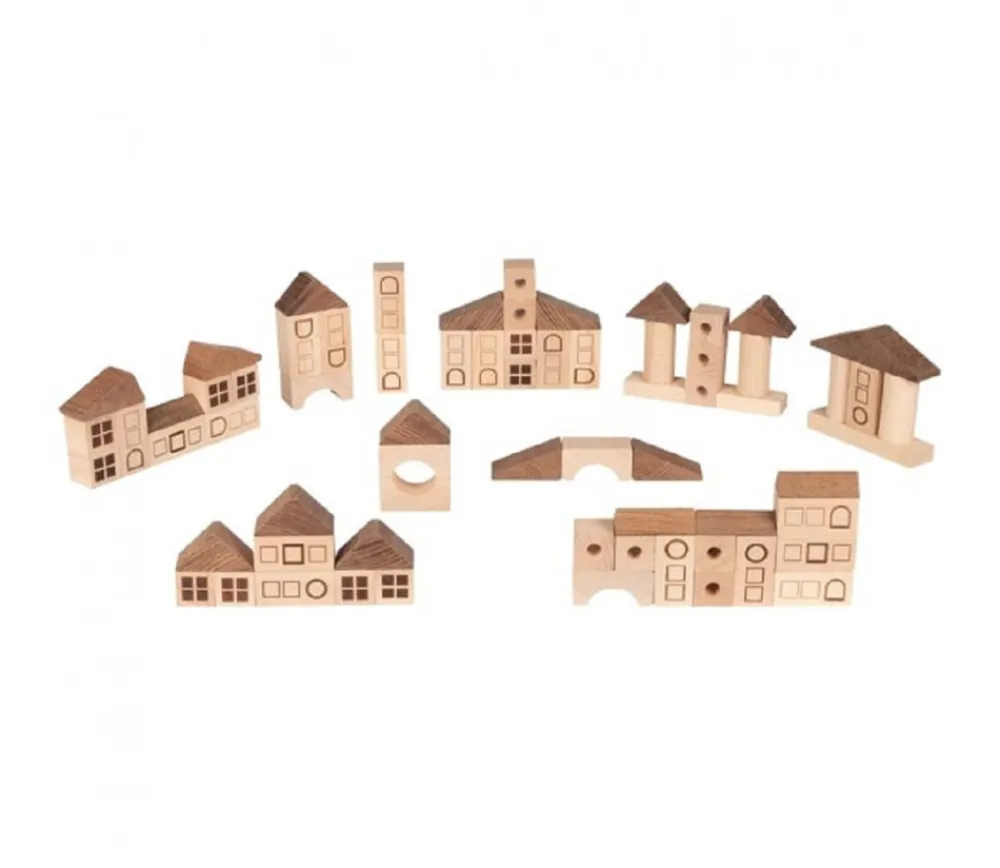 Enfant Tout Pour le Jeu Jeu de construction Ville nature - 70 blocs en bois naturel