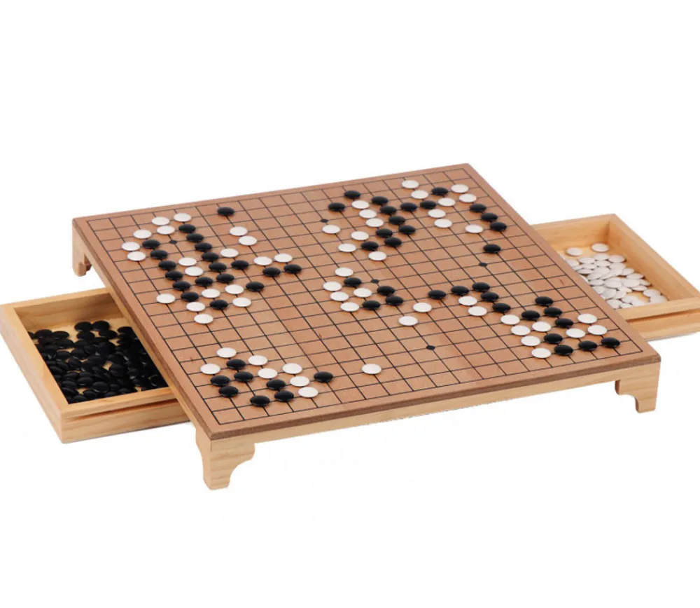 Tout Pour le Jeu Jeu de Go en bois avec tiroirs 31.5 cm