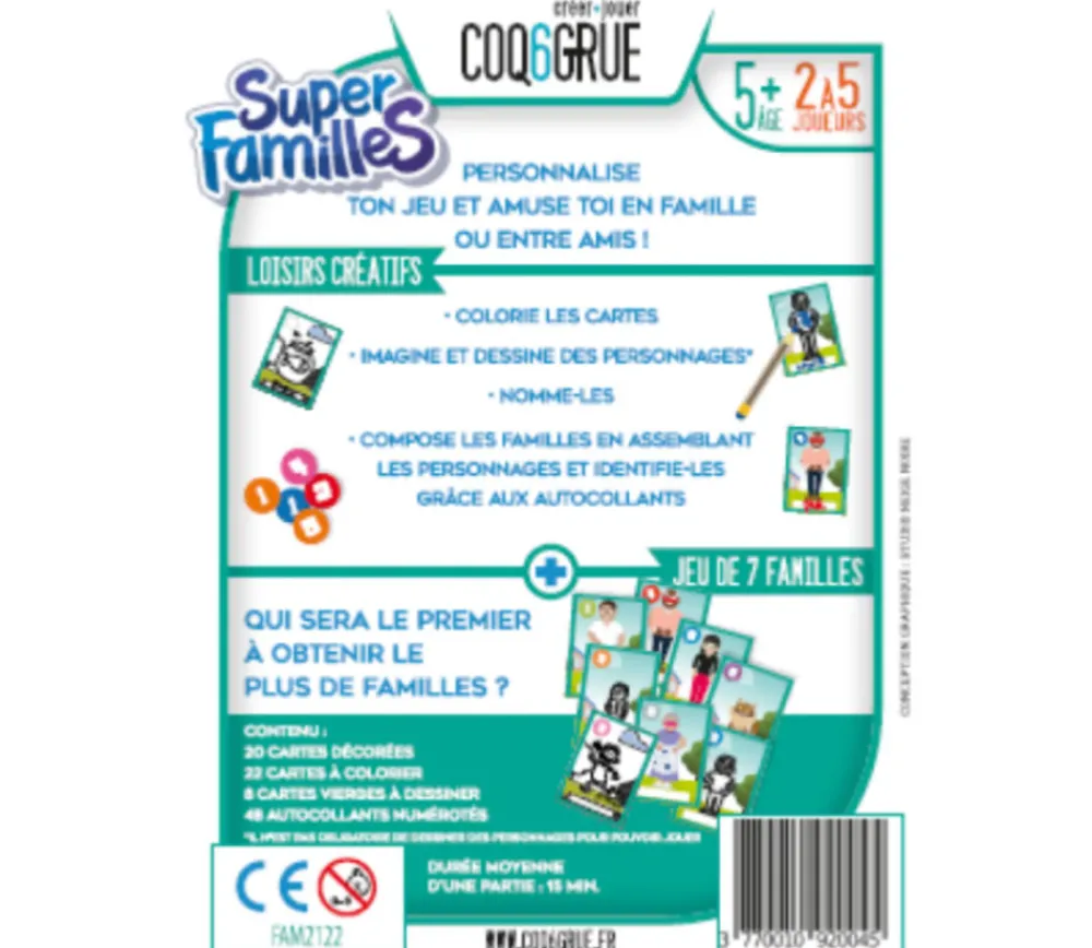 Enfant Tout Pour le Jeu Jeu des 7 familles à personnaliser SUPER FAMILLES