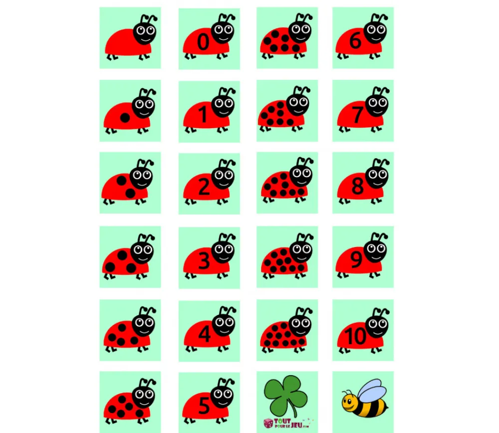 Tout Pour le Jeu Jeu Mémo Coccinelle quantité chiffres à télécharger gratuit