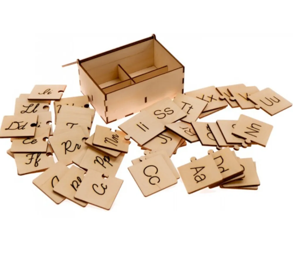 Tout Pour le Jeu Jeu puzzle des lettres cursives et scriptes en bois