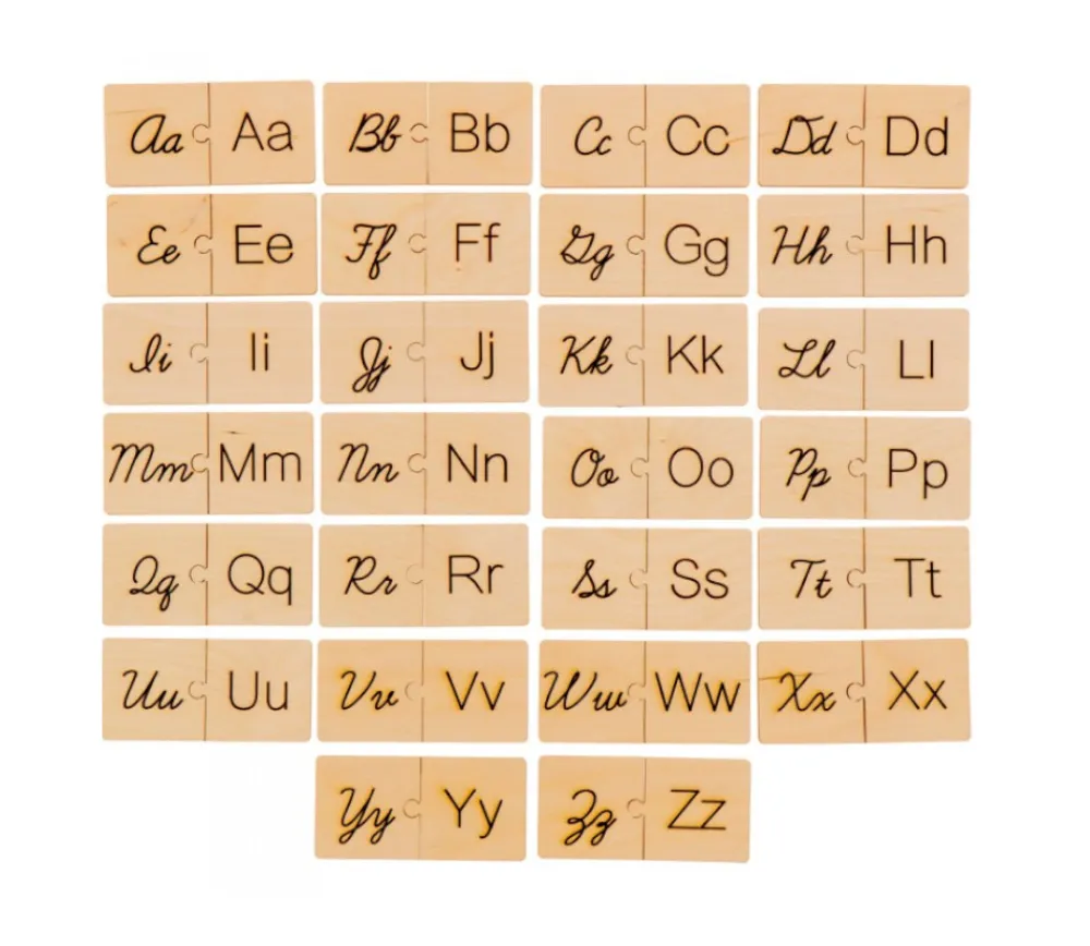 Tout Pour le Jeu Jeu puzzle des lettres cursives et scriptes en bois