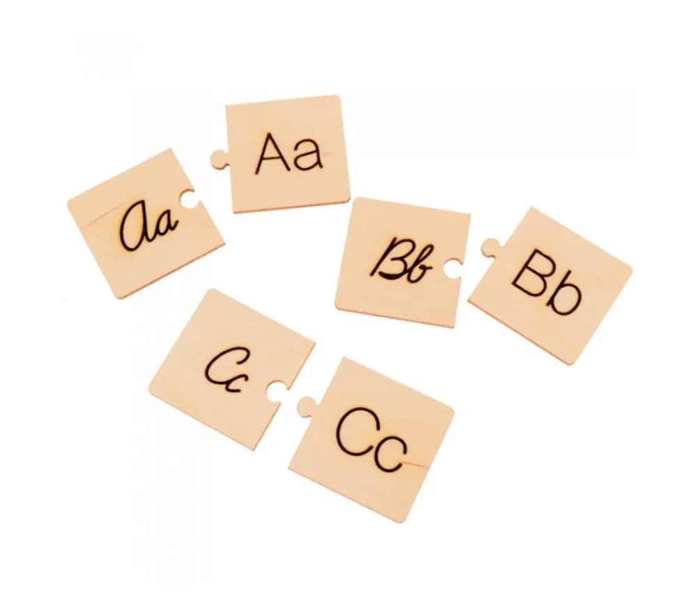 Tout Pour le Jeu Jeu puzzle des lettres cursives et scriptes en bois