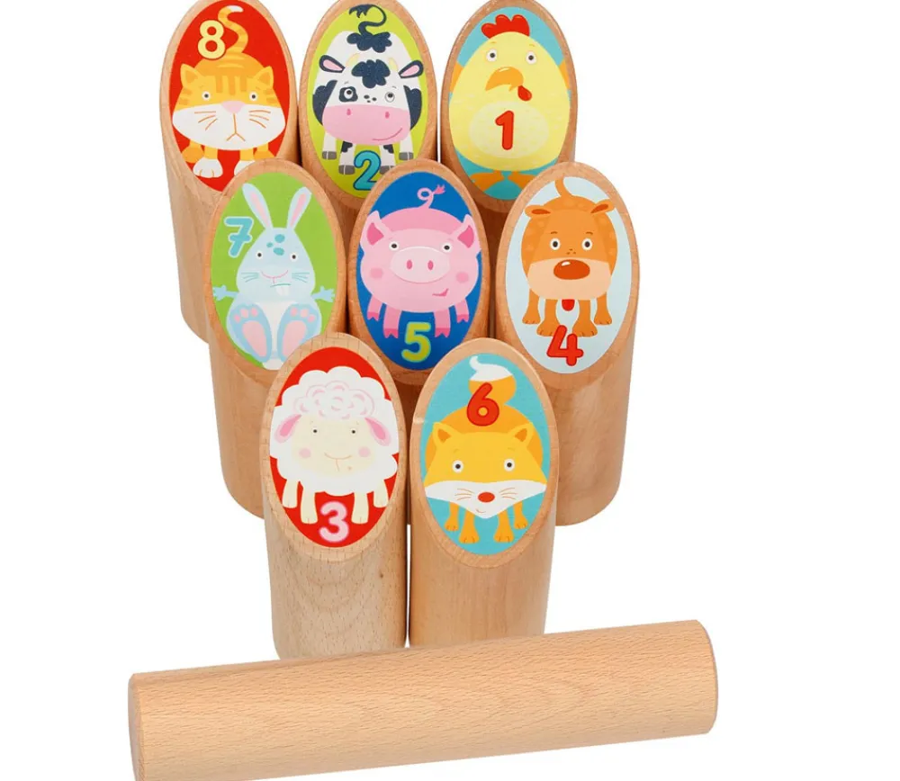 Enfant Tout Pour le Jeu Jeu quilles animaux en bois avec sac - Kubb enfant