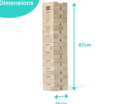 Tout Pour le Jeu Jeu Tour géante équilibre en bois 64 blocs