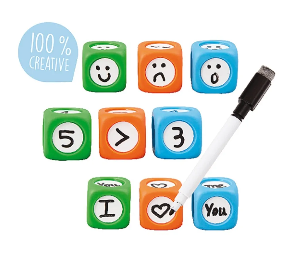 Tout Pour le Jeu Kit 3 Dés effaçables avec feutre - Dés à personnaliser 3.5 cm