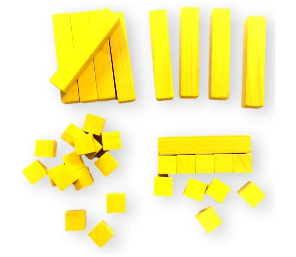 Tout Pour le Jeu Kit Math 25 cubes bois 10x10x10 mm et 10 baguettes 10x10x50 mm