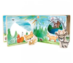 Tout Pour le Jeu Livre en bois images de la forêt avec renard et cerf pour histoire