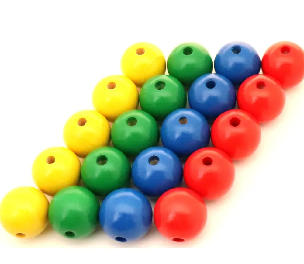 Tout Pour le Jeu Lot 20 Grosses perles boules colorées en bois diamètre 30 mm trou 6 mm
