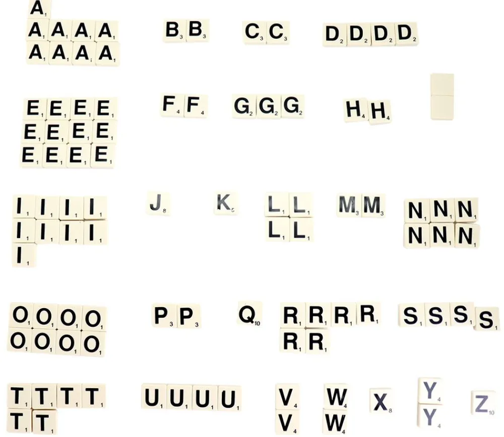 Tout Pour le Jeu Lot 100 jetons lettres 19X19 mm avec points chiffres pour former des mots