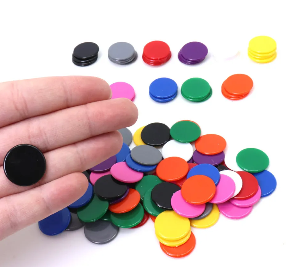 Tout Pour le Jeu Lot 100 jetons plastiques multicolores 2 cm pour jeu - diamètre 20 mm en 10 couleurs