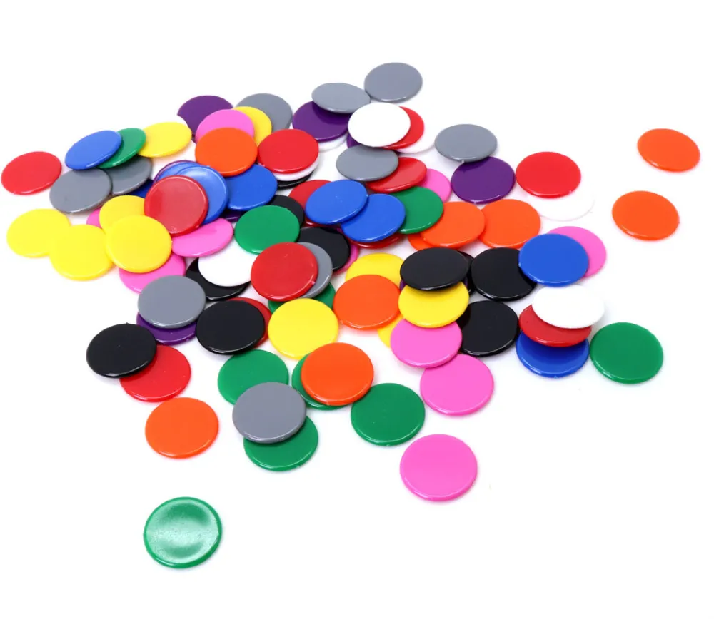 Tout Pour le Jeu Lot 100 jetons plastiques multicolores 2 cm pour jeu - diamètre 20 mm en 10 couleurs