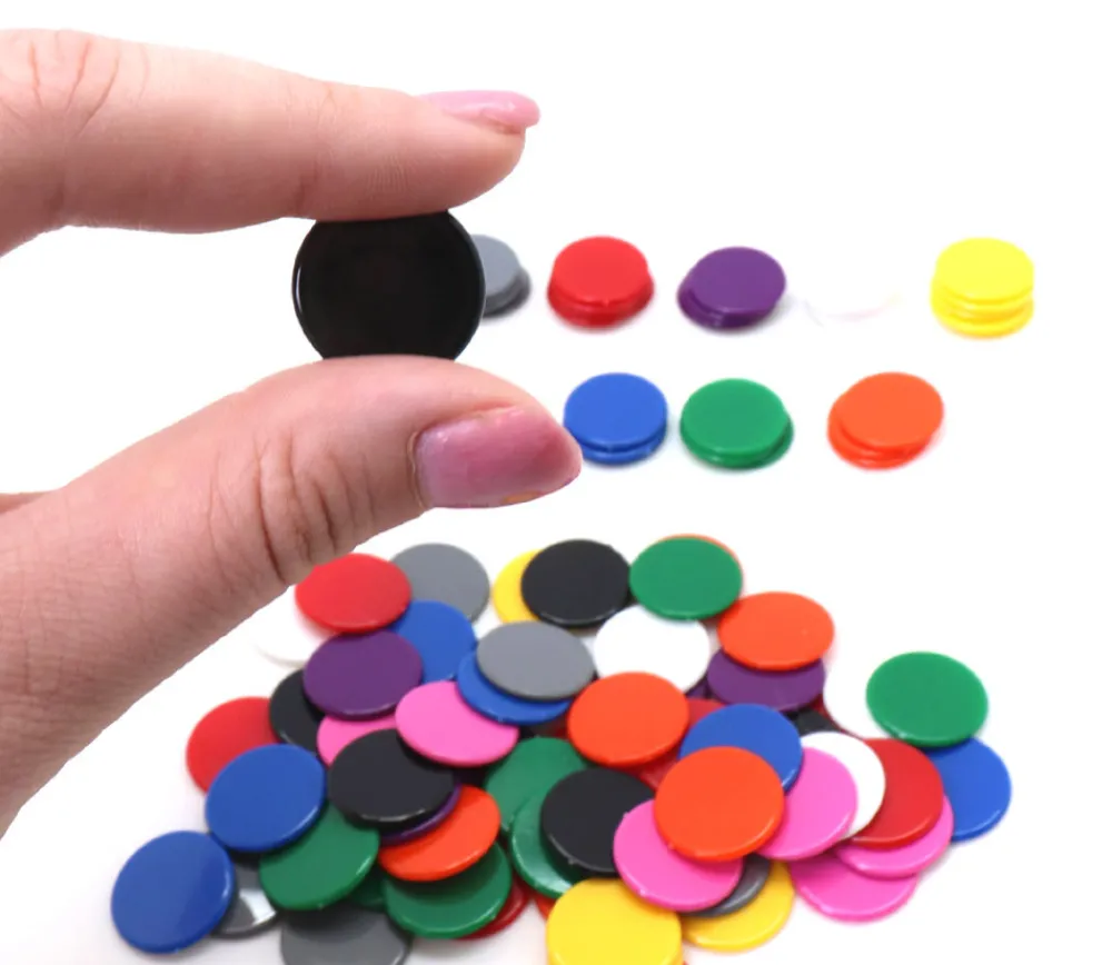 Tout Pour le Jeu Lot 100 jetons plastiques multicolores 2 cm pour jeu - diamètre 20 mm en 10 couleurs