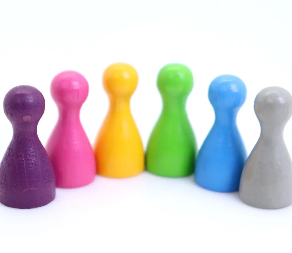 Tout Pour le Jeu Lot 6 Pions pastel en bois Small 24 x 12 mm pour jeu multicolores