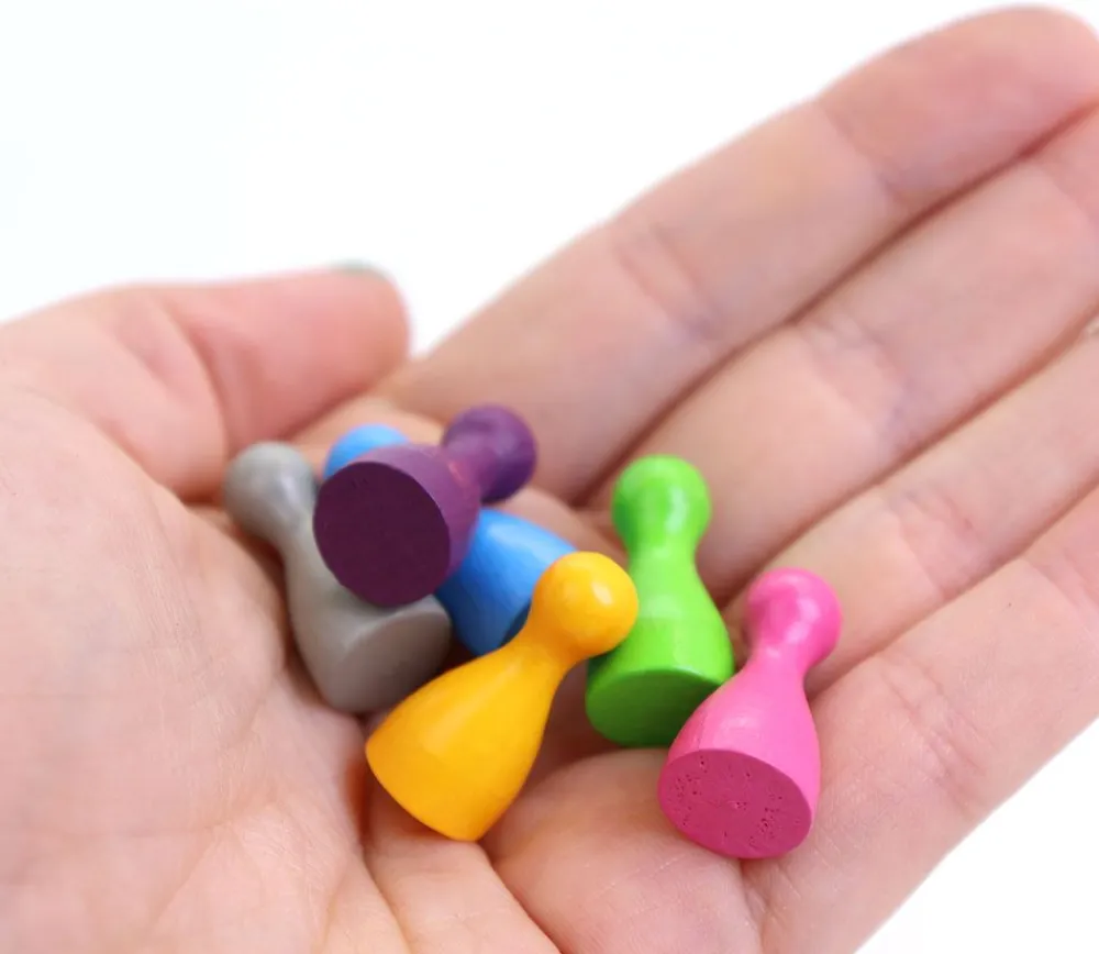Tout Pour le Jeu Lot 6 Pions pastel en bois Small 24 x 12 mm pour jeu multicolores