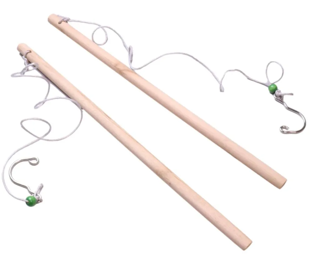 Enfant Tout Pour le Jeu Lot de 2 Cannes à pêche en BOIS avec crochet