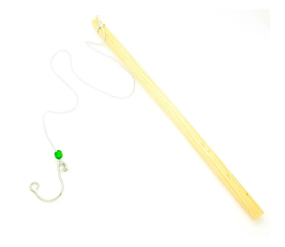 Enfant Tout Pour le Jeu Lot de 2 Cannes à pêche en BOIS avec crochet