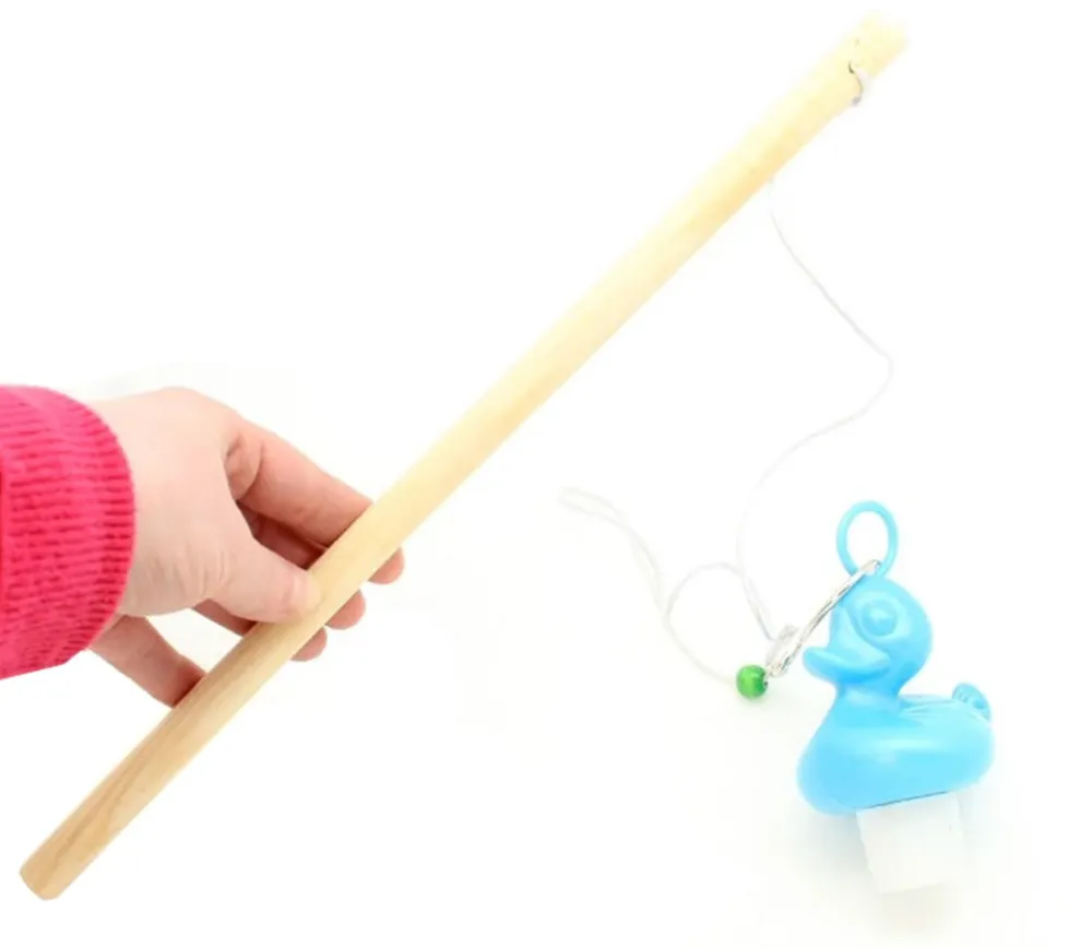 Enfant Tout Pour le Jeu Lot de 2 Cannes à pêche en BOIS avec crochet
