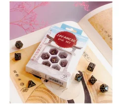Tout Pour le Jeu Lot de 7 dés japonais multifaces Deep Night Firely noir et or