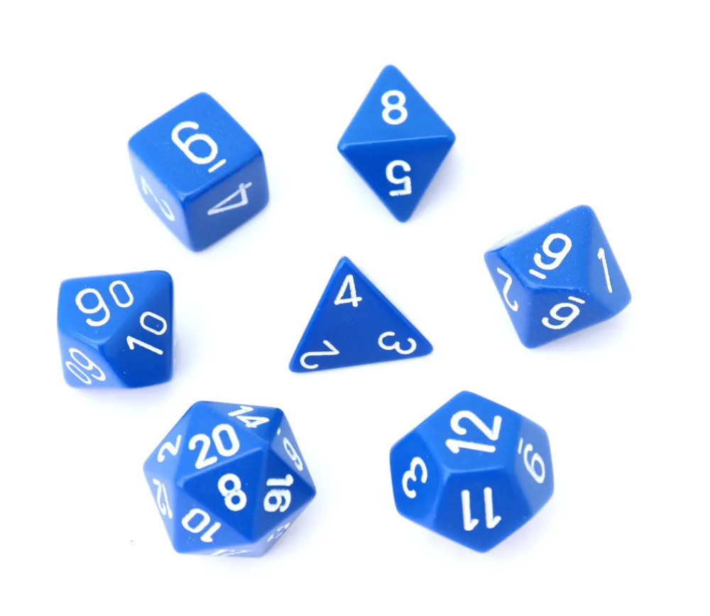 Tout Pour le Jeu Lot de 7 dés multi-faces opaques bleus
