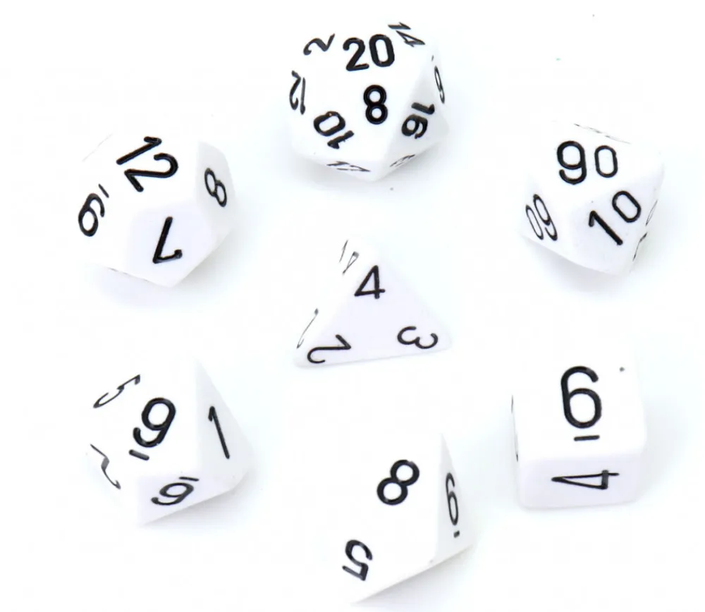 Tout Pour le Jeu Lot de 7 dés multi-faces opaques blancs