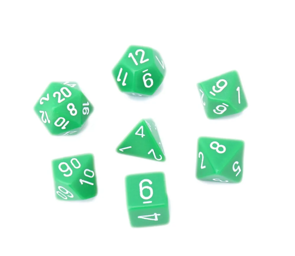 Tout Pour le Jeu Lot de 7 dés multi-faces opaques VERT