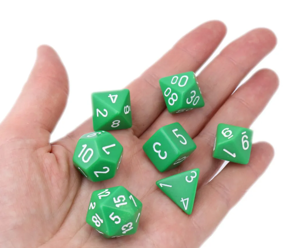 Tout Pour le Jeu Lot de 7 dés multi-faces opaques VERT