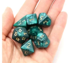 Tout Pour le Jeu Lot de 7 dés nacrés VERT multi-faces