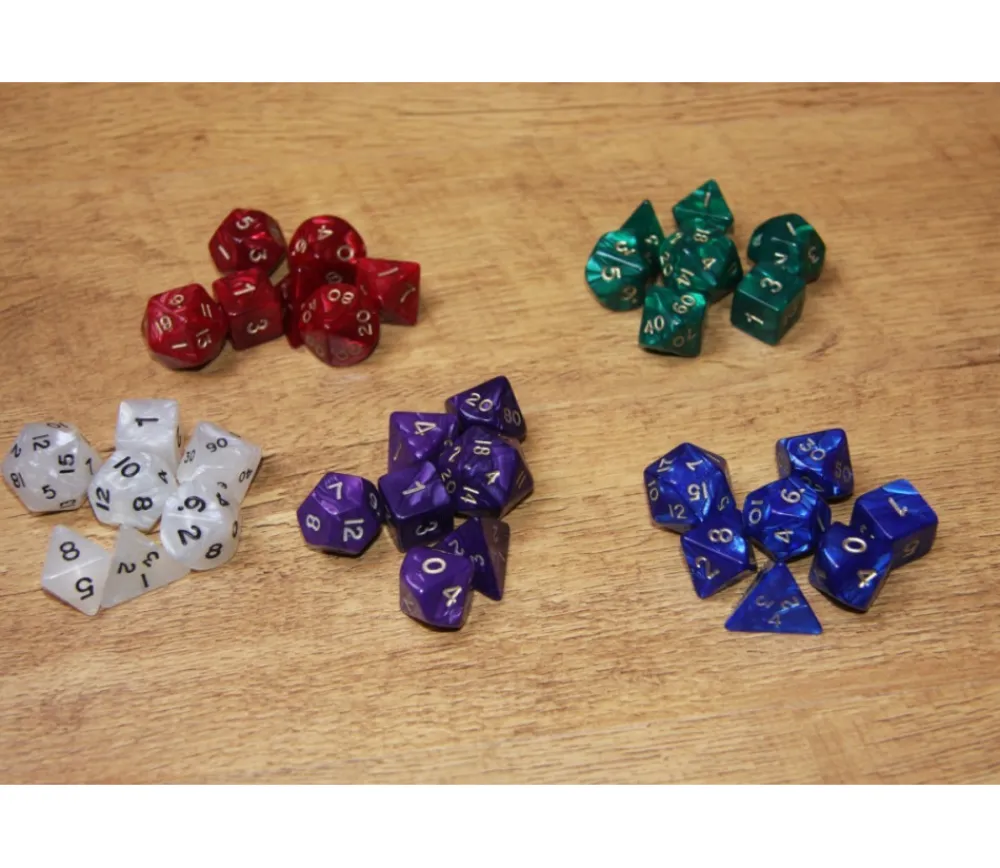 Tout Pour le Jeu Lot de 7 dés nacrés VERT multi-faces