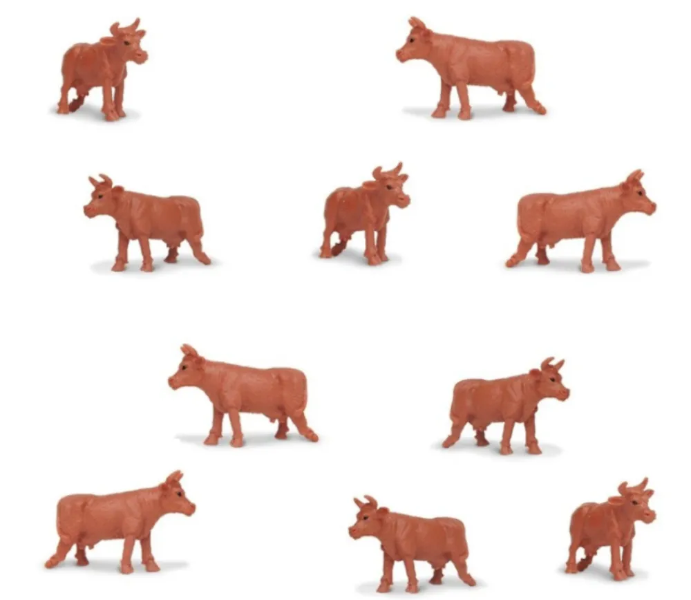 Tout Pour le Jeu Lot de 10 mini mini vaches marron 15 x 10 x 28 mm