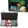 Tout Pour le Jeu Mallette de Poker avec 300 jetons , 2 jeux de Cartes, 5 dés
