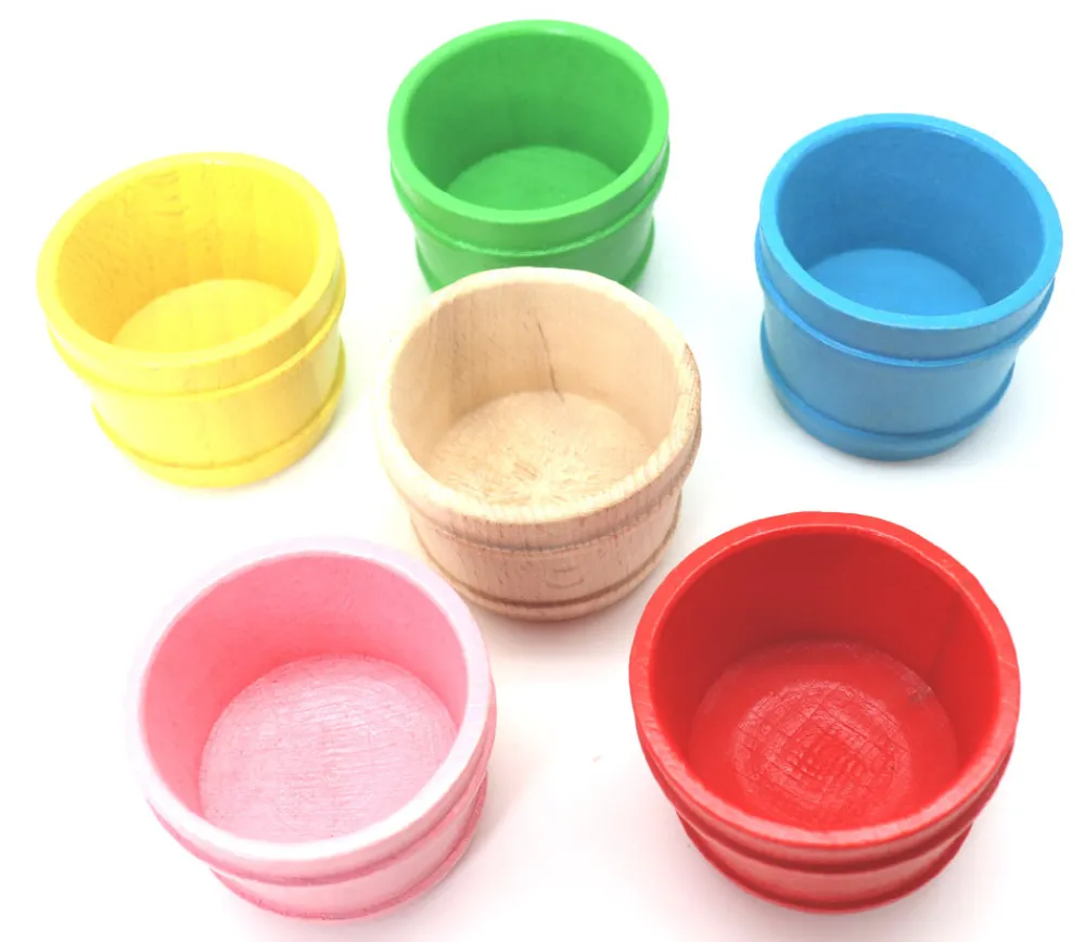 Tout Pour le Jeu Mini baquet coloré 4.5 x 5.9 cm - panier rond bois à l'unité