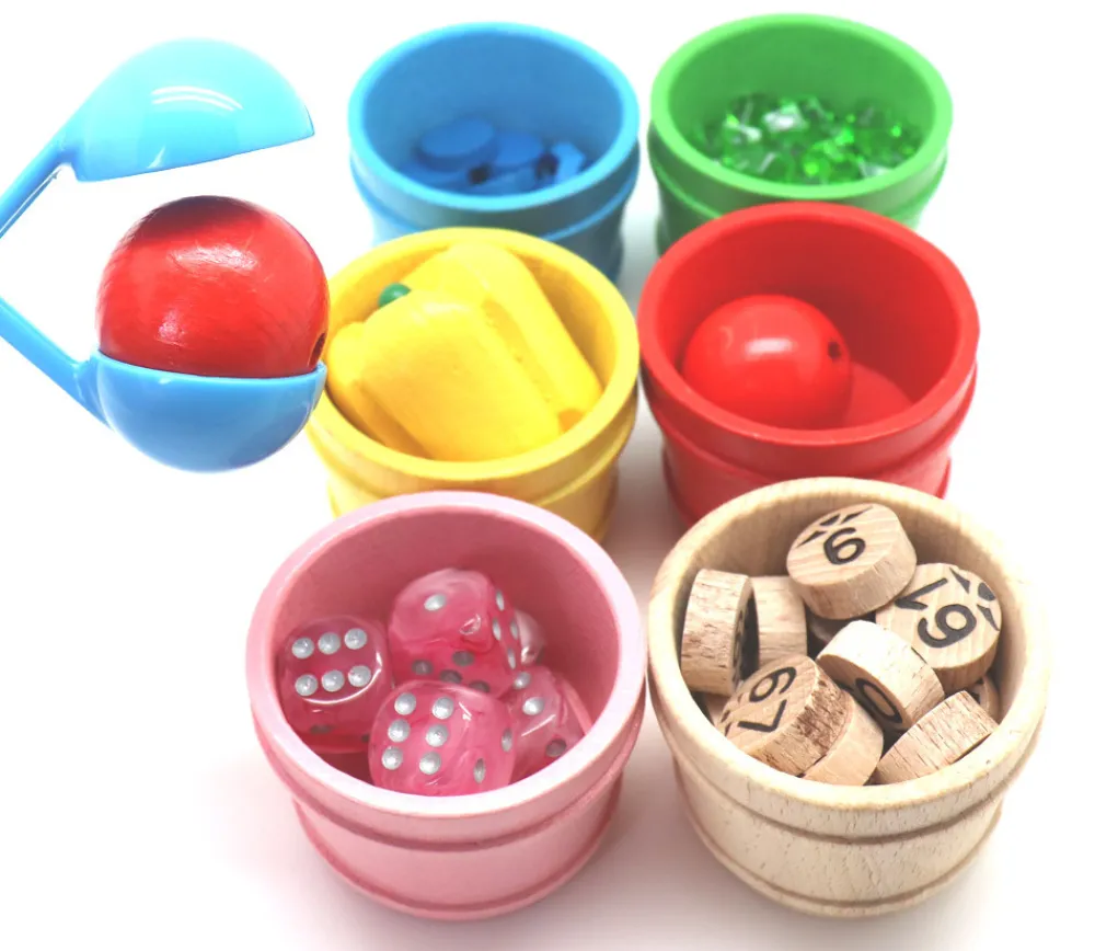 Tout Pour le Jeu Mini baquet coloré 4.5 x 5.9 cm - panier rond bois à l'unité