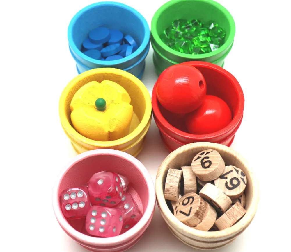 Tout Pour le Jeu Mini baquet coloré 4.5 x 5.9 cm - panier rond bois à l'unité
